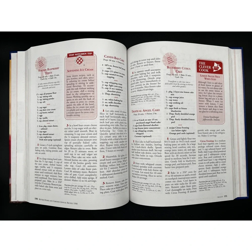 Better Homes and Gardens Annual Recipes 1998 Cookbook Recipe Tips‎